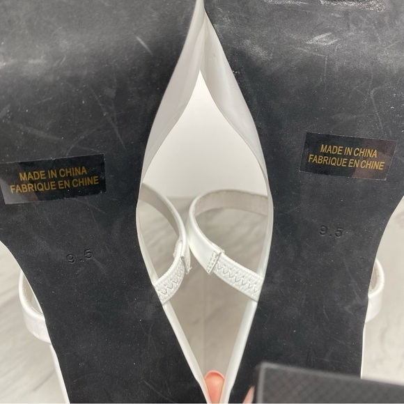 Jeffrey Campbell Hustler Square Toe White Heel Sandal 9 1/2 - Picture 11 of 14